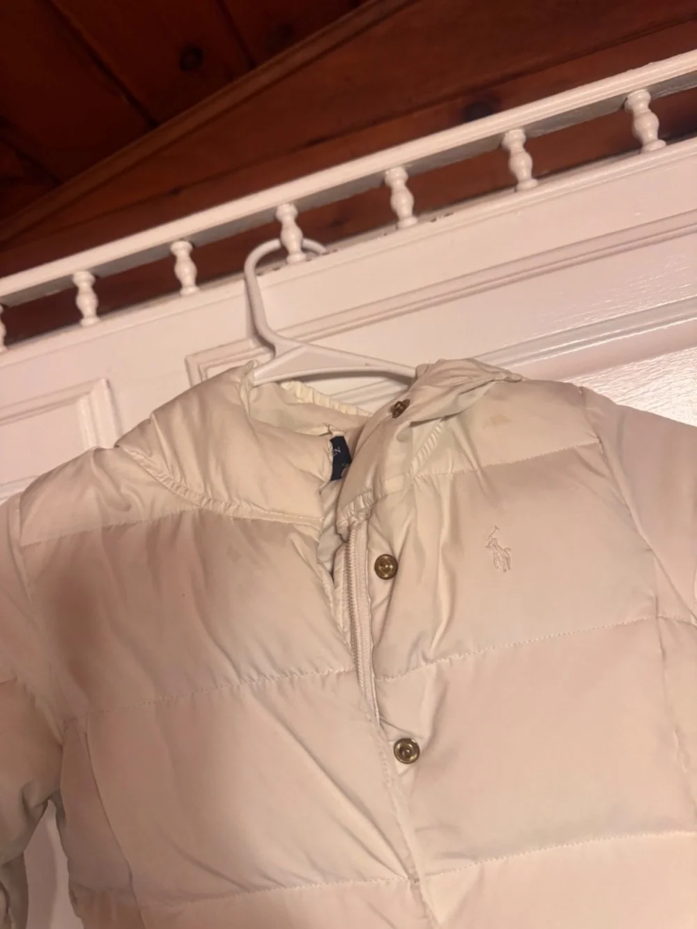 Ralph Lauren Cream Puffer Jacket with Peplum Hem girls size 6